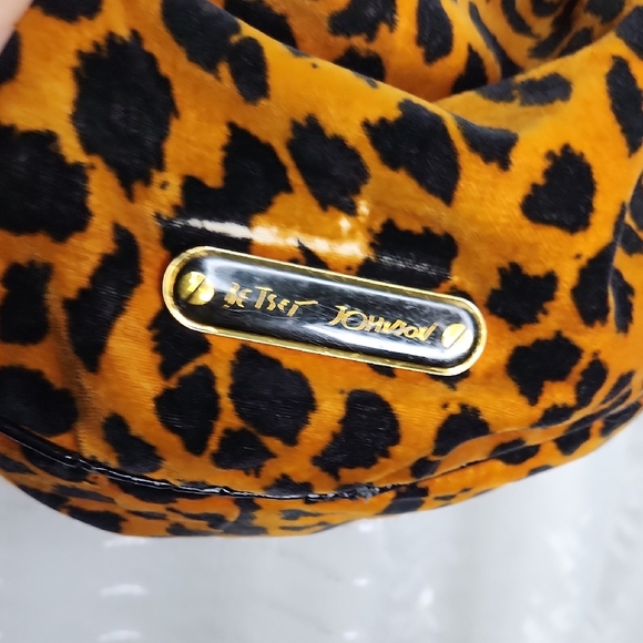 Vintage Betsey Johnson Velvet Leopard Print Purse W/ Bow, Studs - Picture 4 of 11